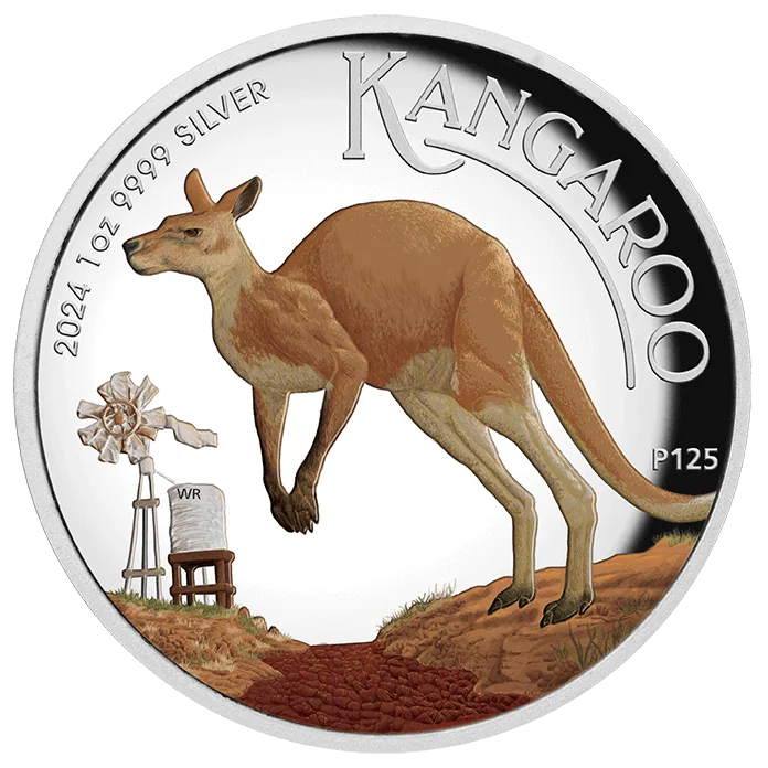2024-Australia-Kangaroo-1oz-Silver-High-Relief-Colorized-Proof-Coin-GR-Reserve-Front 2024 Australia Kangaroo 1 oz Silver High Relief Colorized Proof Coin - Image 1